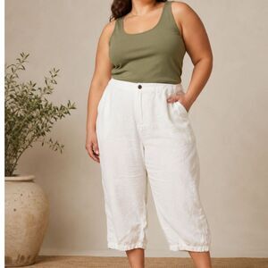 J. Jill Love Linen Crop Wide Leg Boho Langelook Pants Plus Size 2X